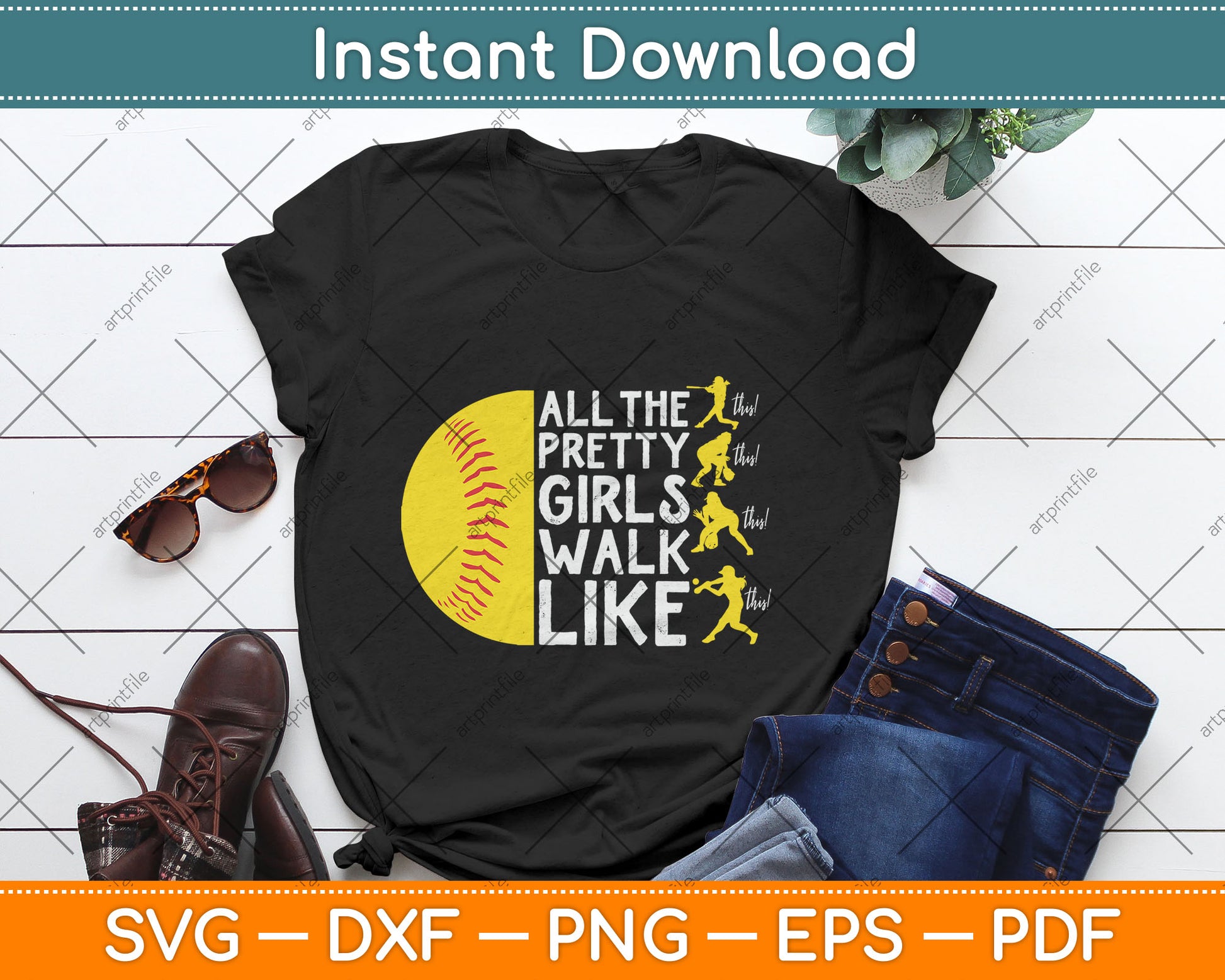 All The Pretty Girls Walk Like This Softball Player Svg Digital Cutting File