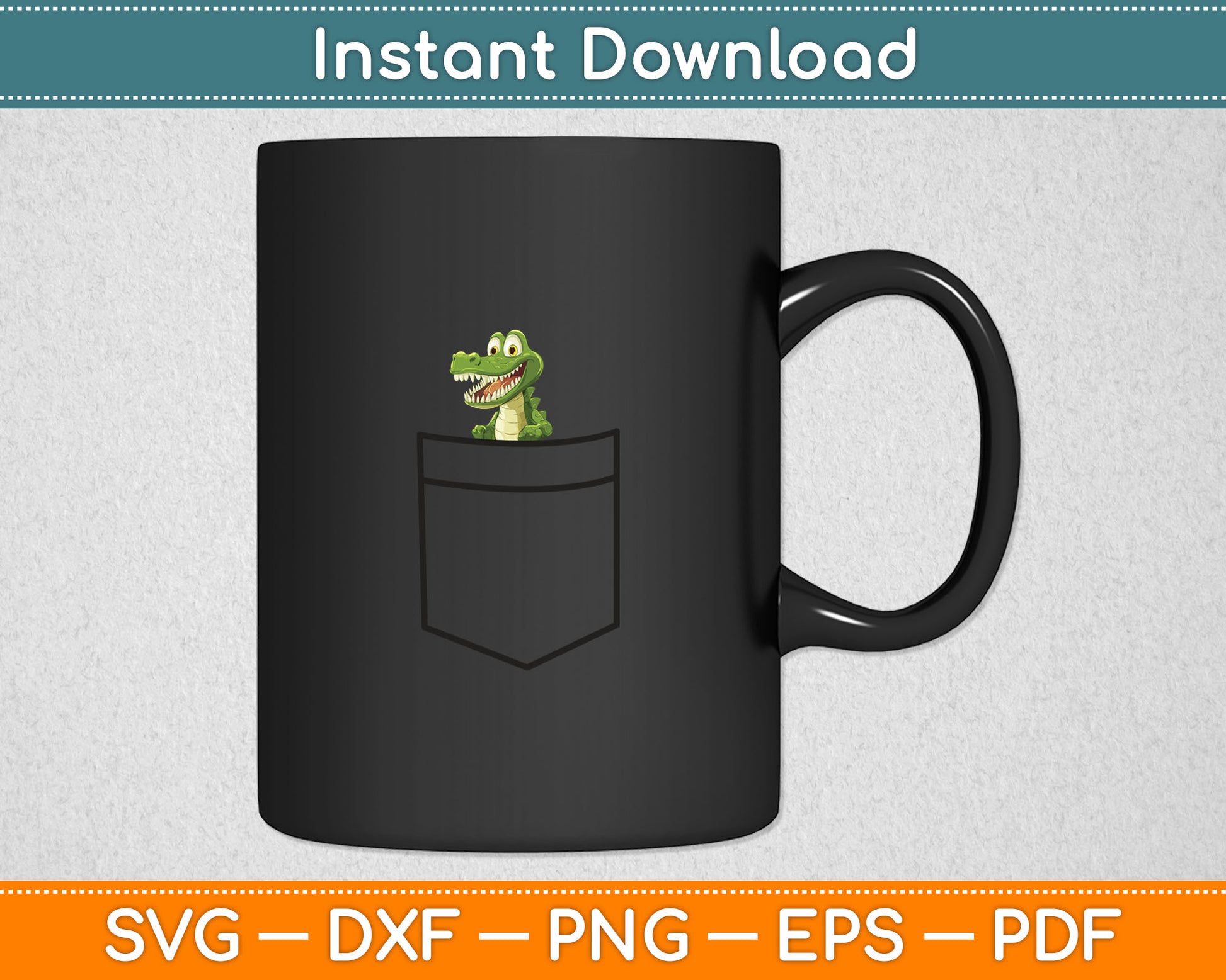 Alligator In A Pocket Cute Pocket Crocodile Svg Digital Cutting File