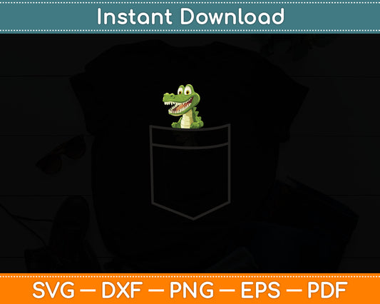 Alligator In A Pocket Cute Pocket Crocodile Svg Digital Cutting File