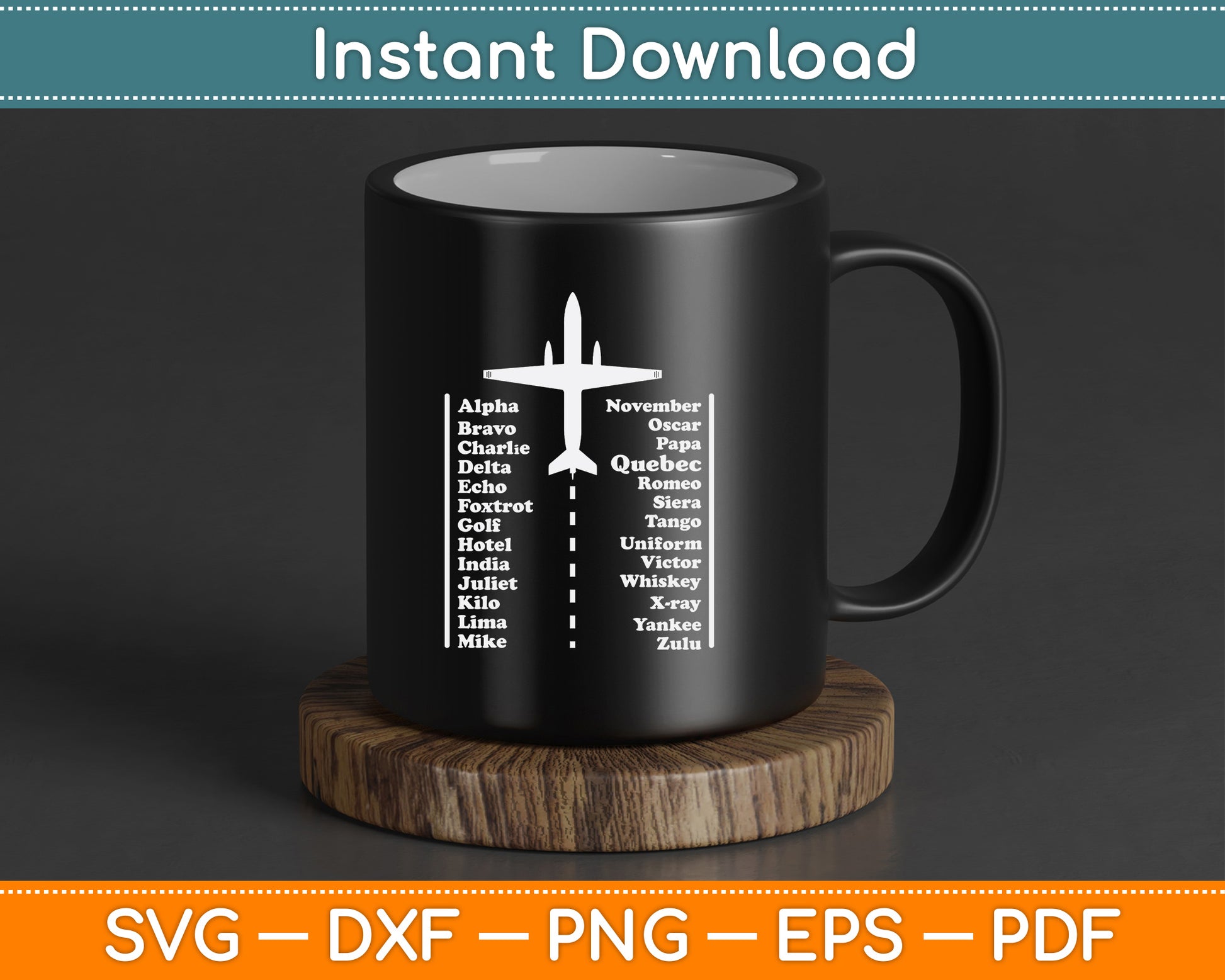 Phonetic Alphabet Pilot & Aviation Airplane Funny Svg Png Dxf Digital Cutting File