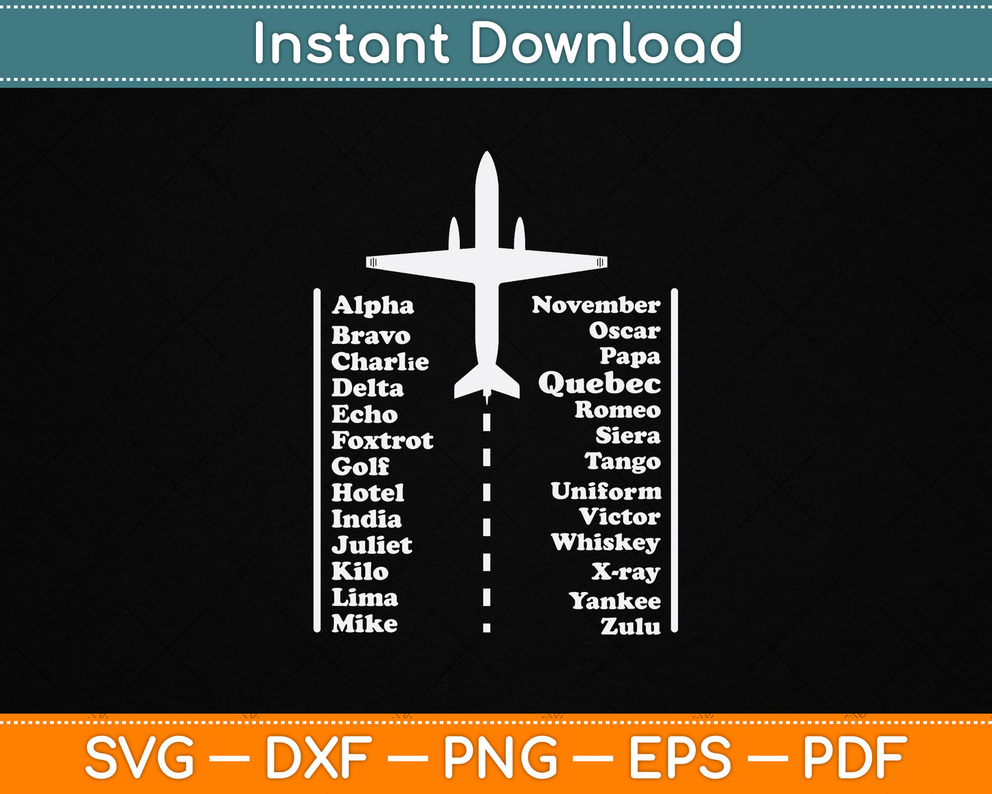 Phonetic Alphabet Pilot & Aviation Airplane Funny Svg Png Dxf Digital Cutting File