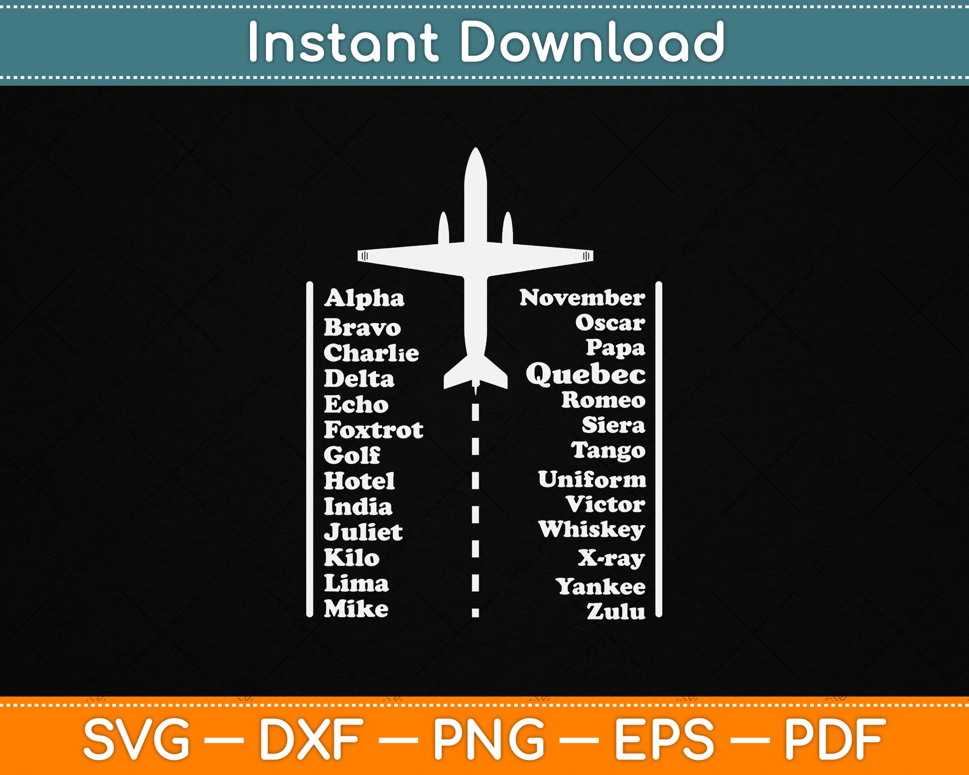 Phonetic Alphabet Pilot & Aviation Airplane Funny Svg Png Dxf Digital Cutting File