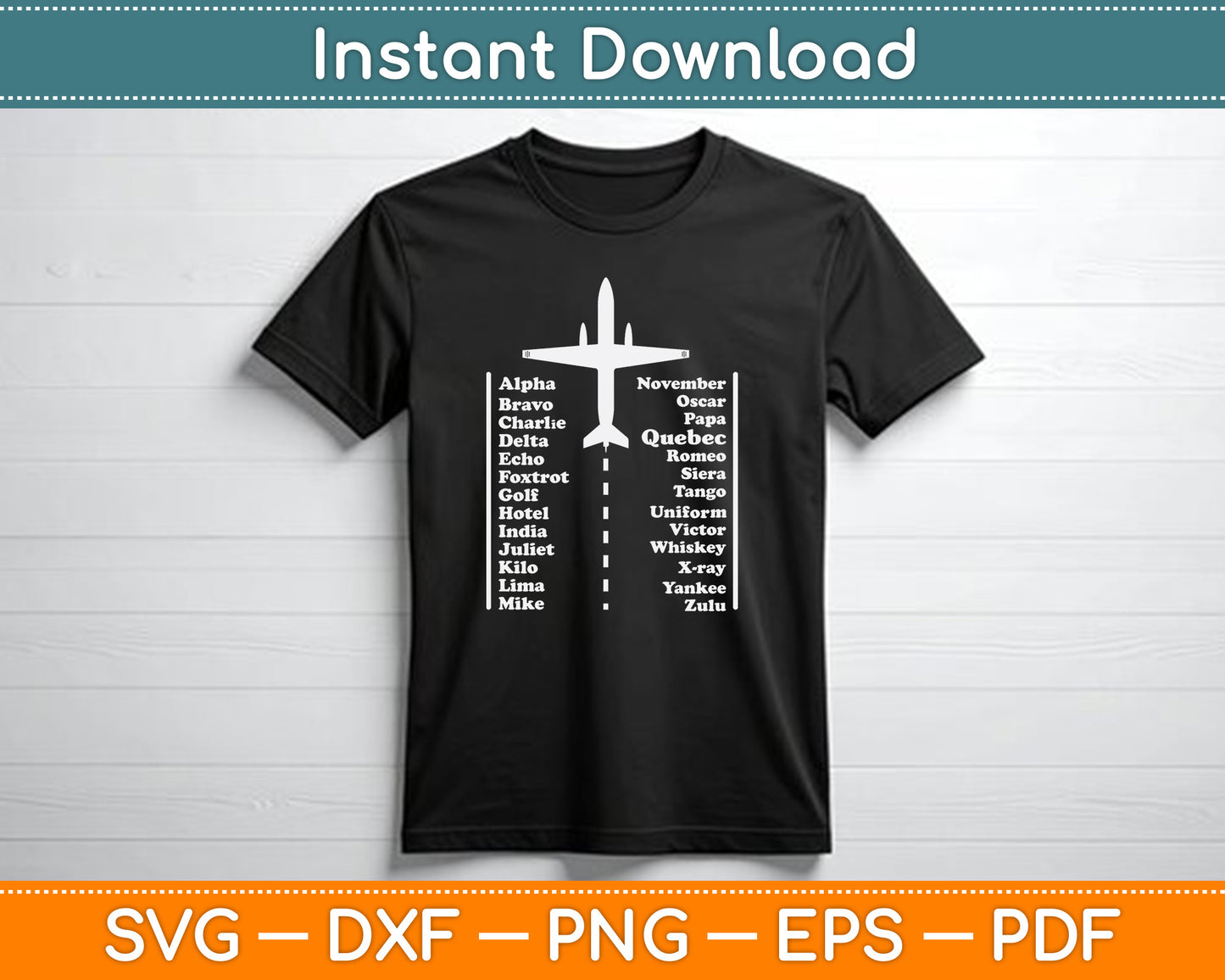 Phonetic Alphabet Pilot & Aviation Airplane Funny Svg Png Dxf Digital Cutting File