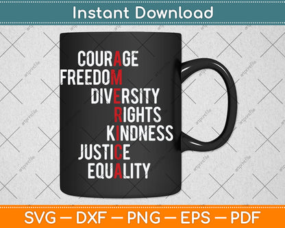 America Courage Freedom Variety Rights Friendship Justice Svg Digital Cutting File