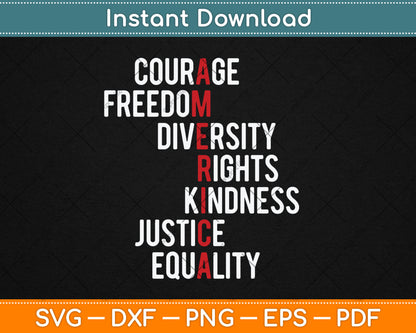 America Courage Freedom Variety Rights Friendship Justice Svg Digital Cutting File