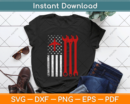American Flag 4th of July Airplane Mechanic SVG Digital Cutting File