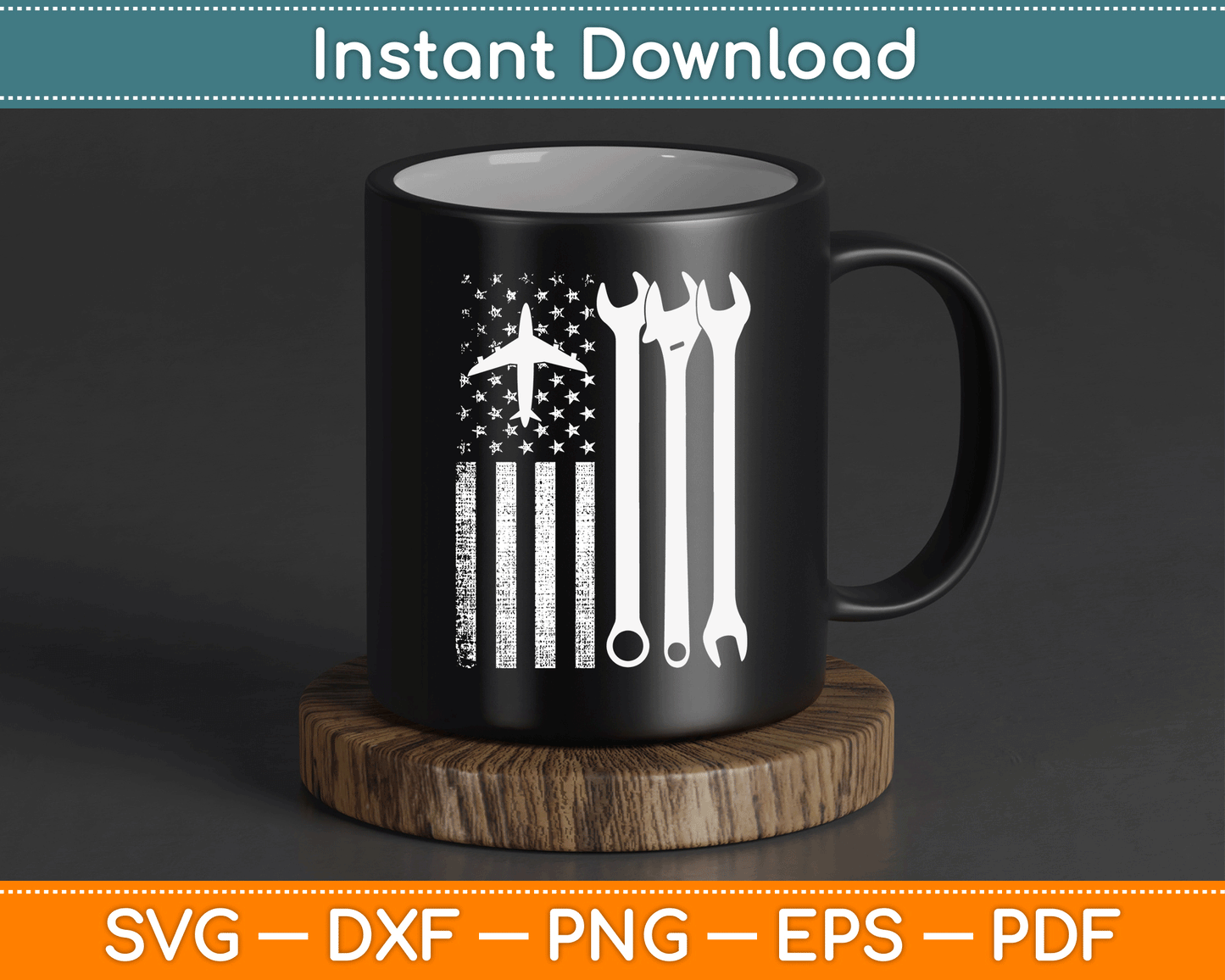American Flag 4th of July Airplane Mechanic SVG Digital Cutting File