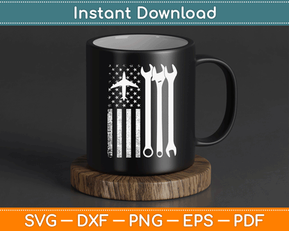 American Flag 4th of July Airplane Mechanic SVG Digital Cutting File