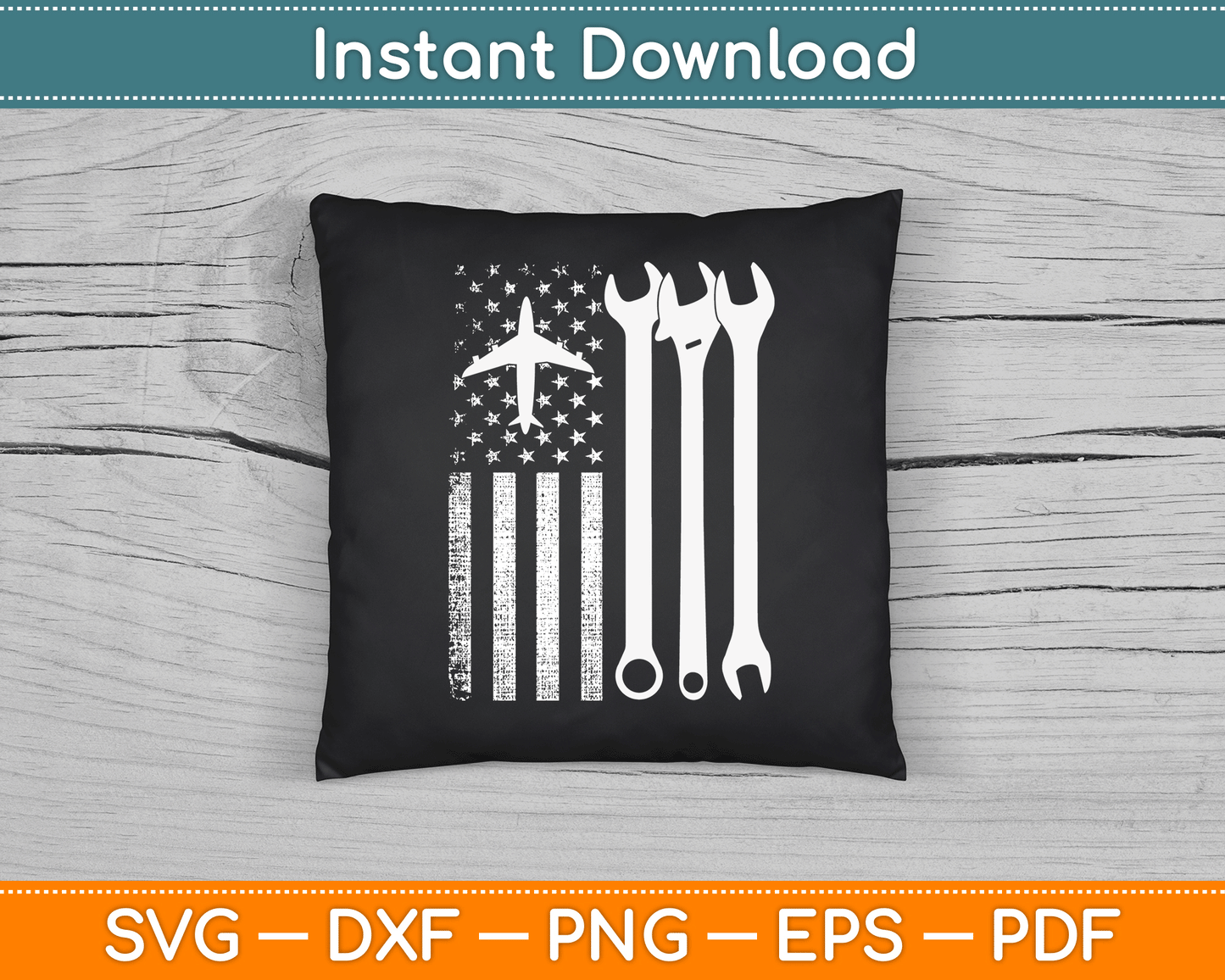 American Flag 4th of July Airplane Mechanic SVG Digital Cutting File
