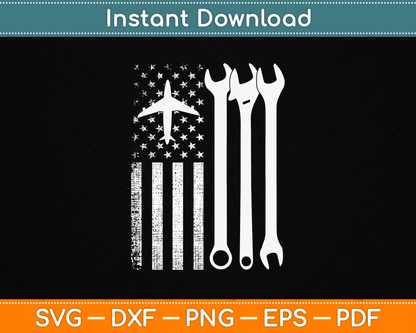 American Flag 4th of July Airplane Mechanic SVG Digital Cutting File