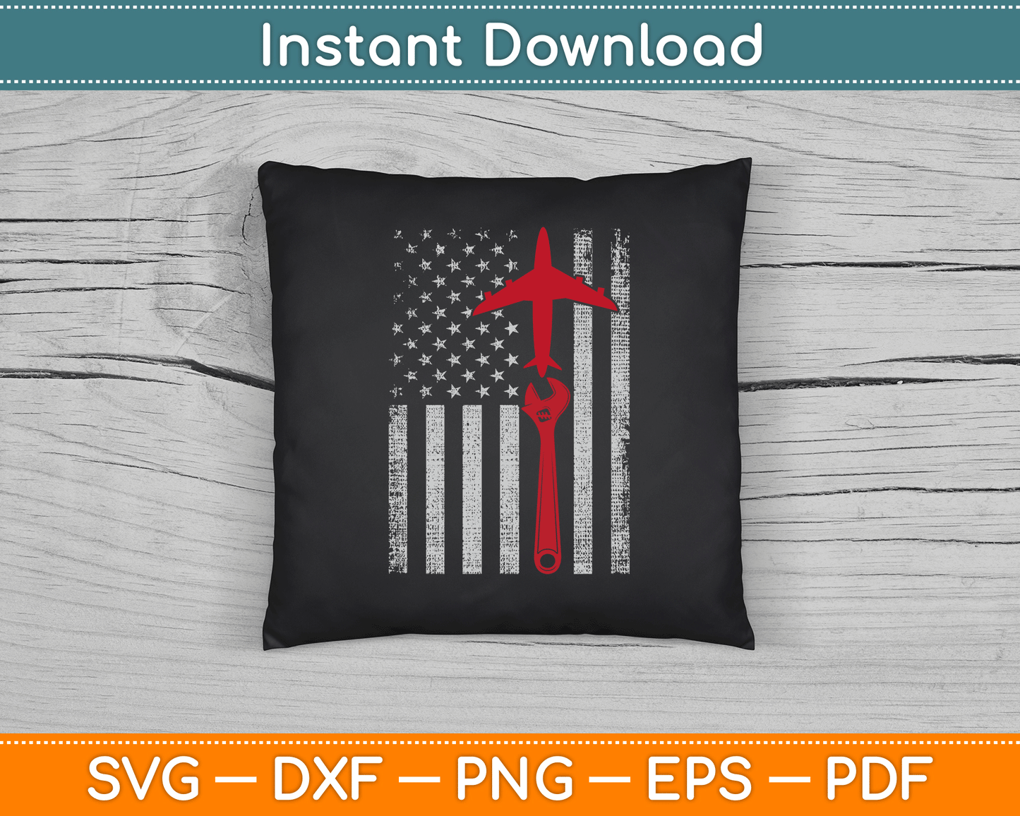 American Flag 4th of July Airplane Mechanic SVG Digital Cutting File