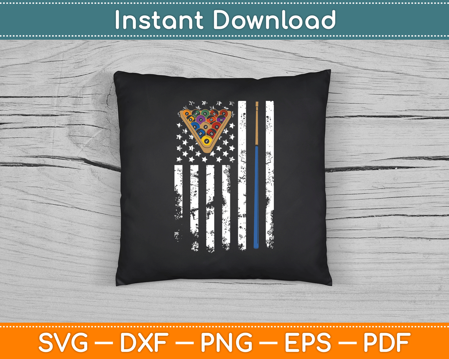 American Flag Billiards Vintage Pool Player SVG Digital Cutting File