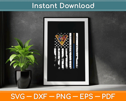 American Flag Billiards Vintage Pool Player SVG Digital Cutting File