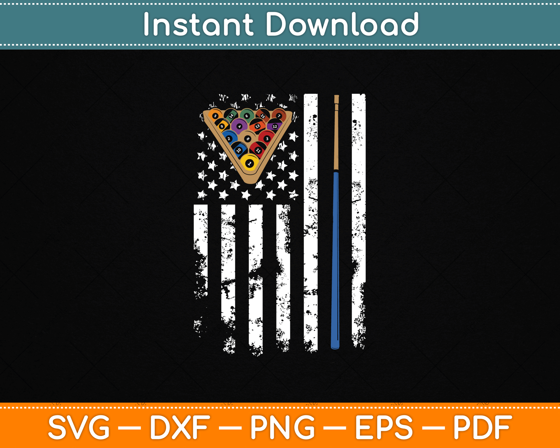American Flag Billiards Vintage Pool Player SVG File