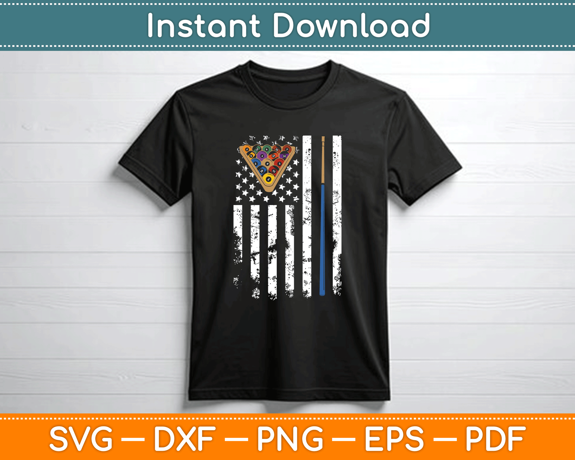 American Flag Billiards Vintage Pool Player SVG Cutting File