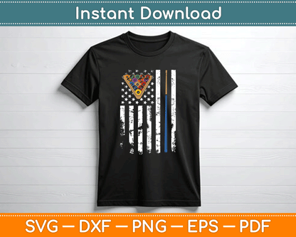 American Flag Billiards Vintage Pool Player SVG Cutting File