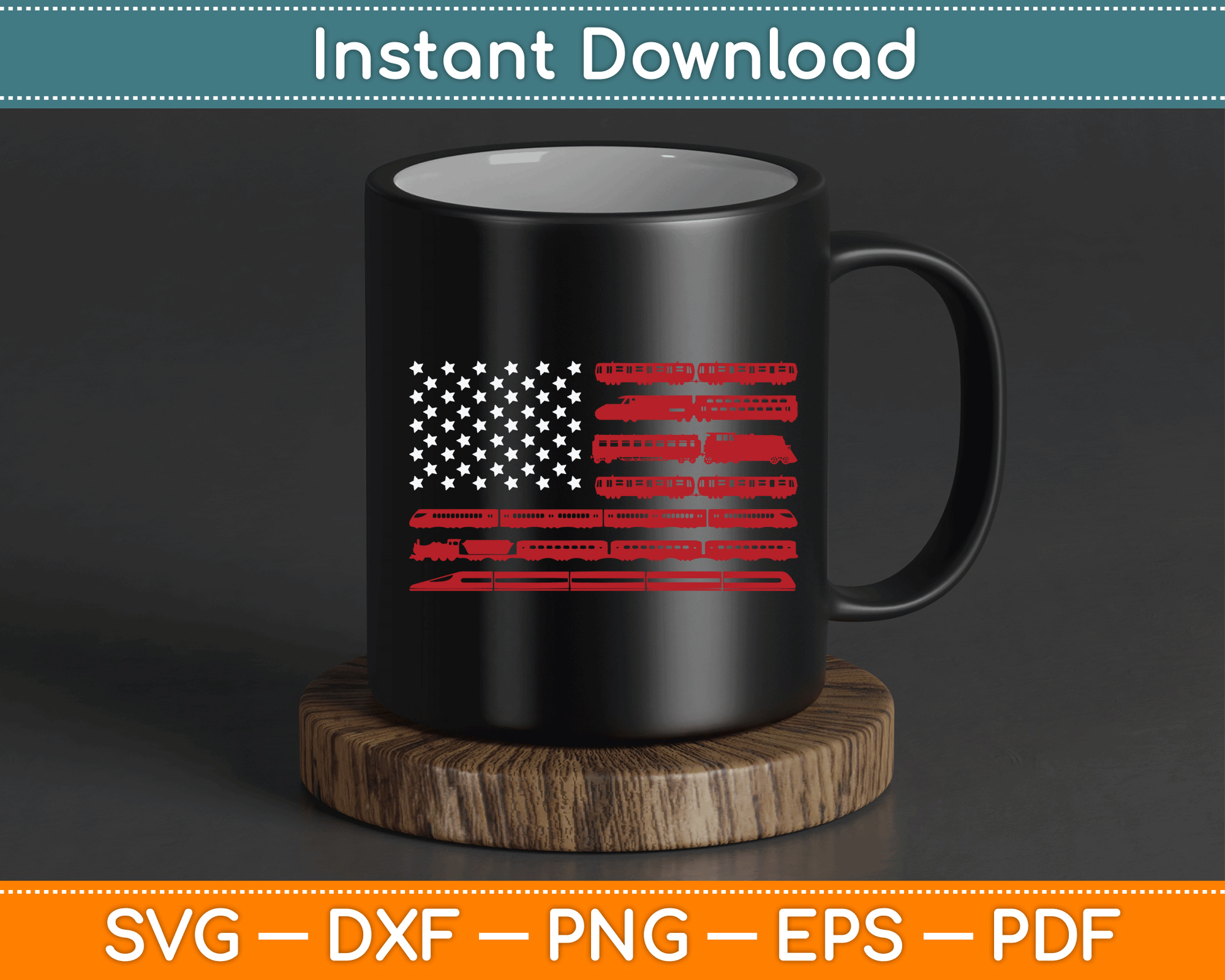 American Flag Funny Model Railroad Train Worker SVG Digital Cutting File