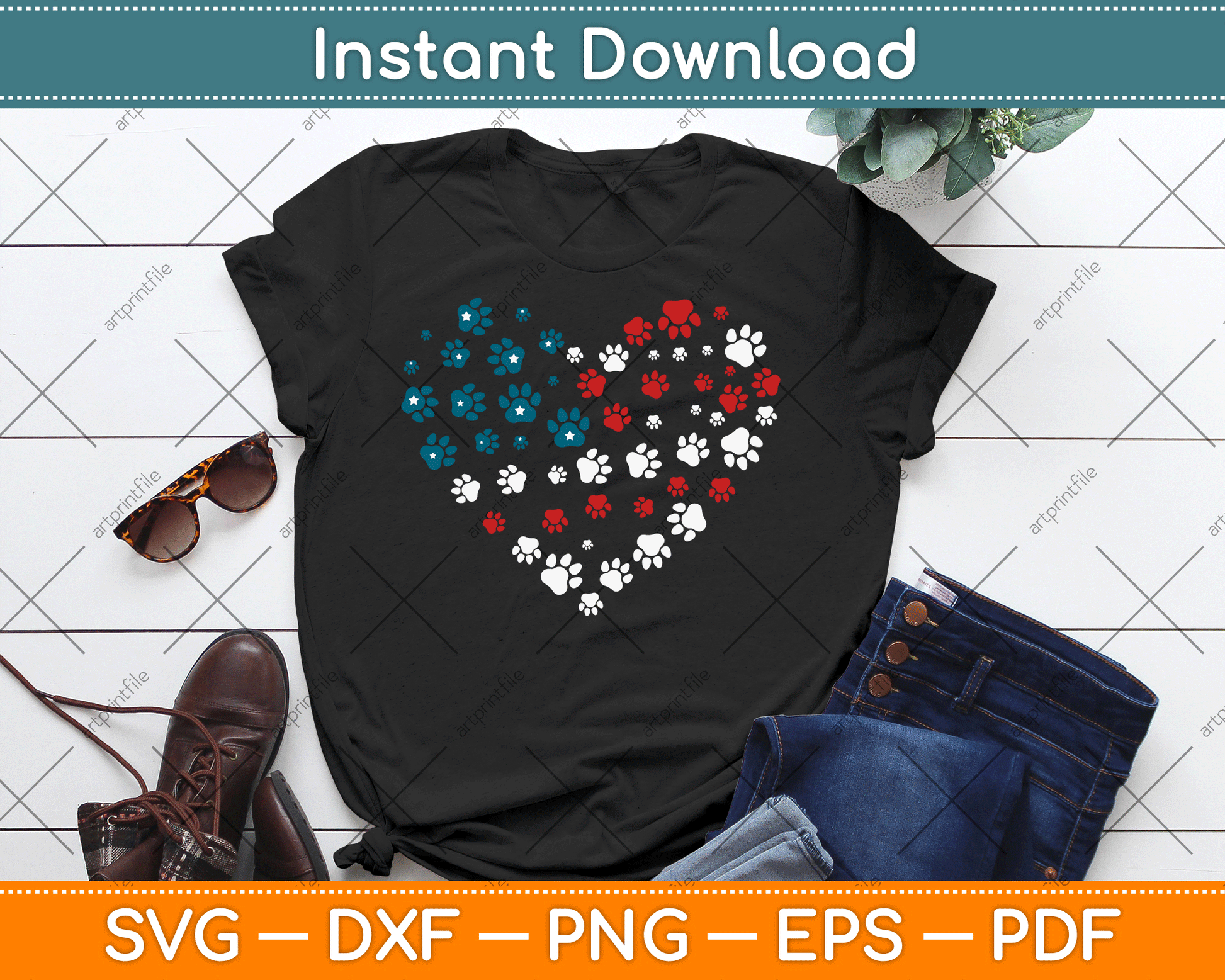 American Flag Patriotic Dog 4th of July SVG Digital Cutting File
