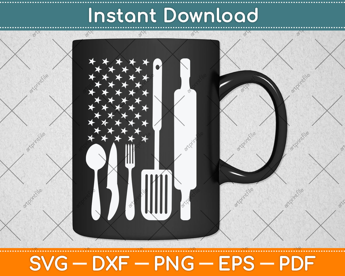 American Flag Chef Father's Day 4th Of July Svg Digital Cutting File