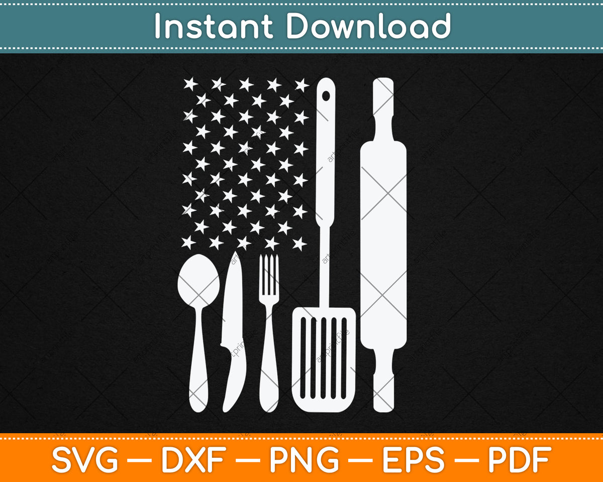 American Flag Chef Father's Day 4th Of July Svg Digital Cutting File