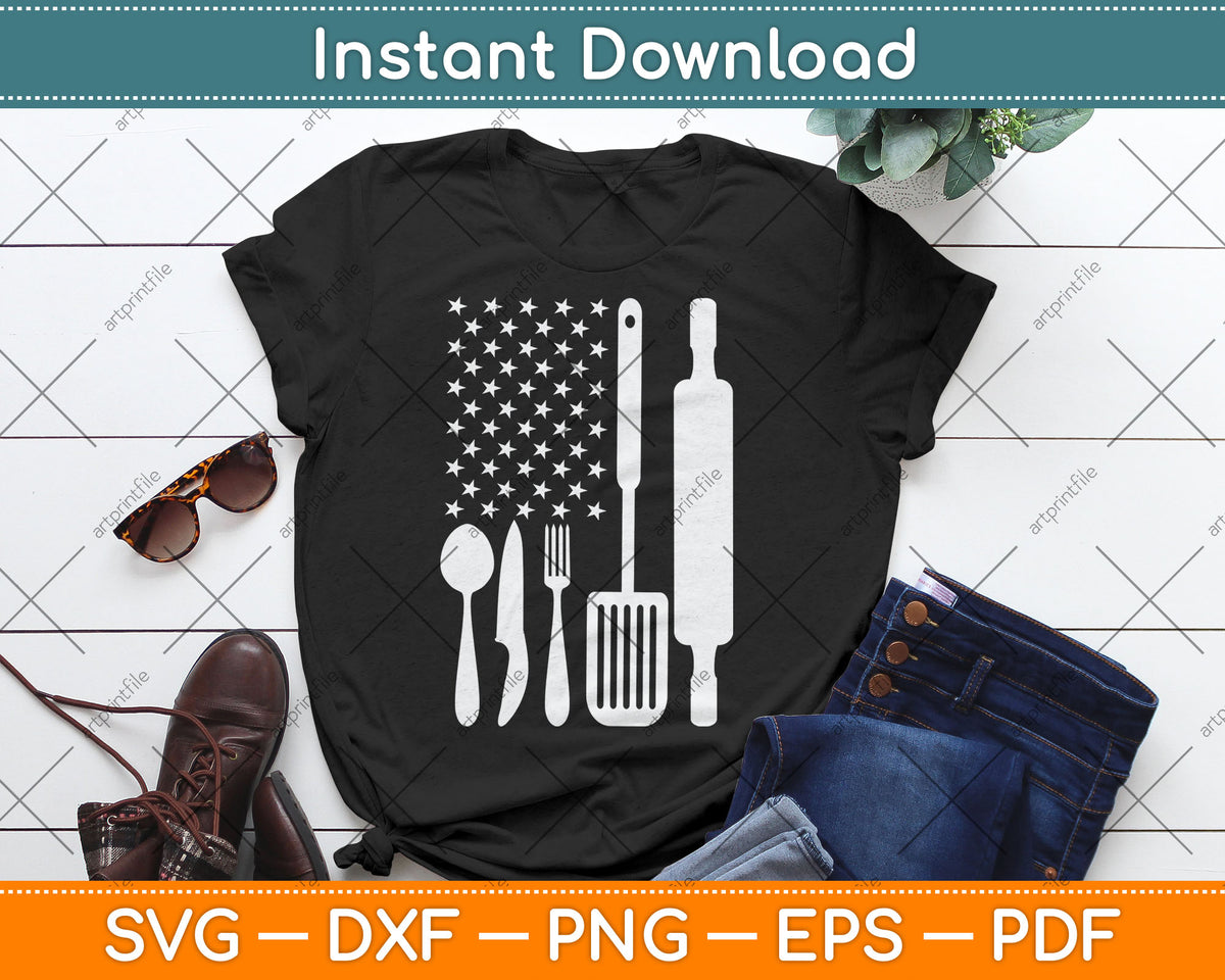 American Flag Chef Father's Day 4th Of July Svg Digital Cutting File