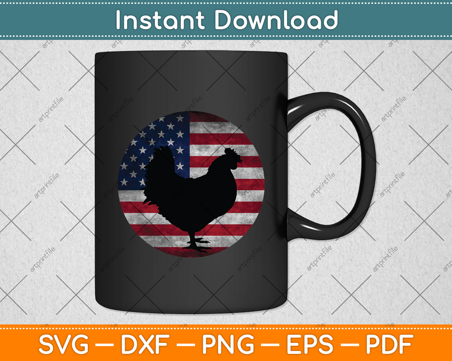 American Flag 4th July Patriotic Poultry Farmer Chicken Svg Digital Cutting File