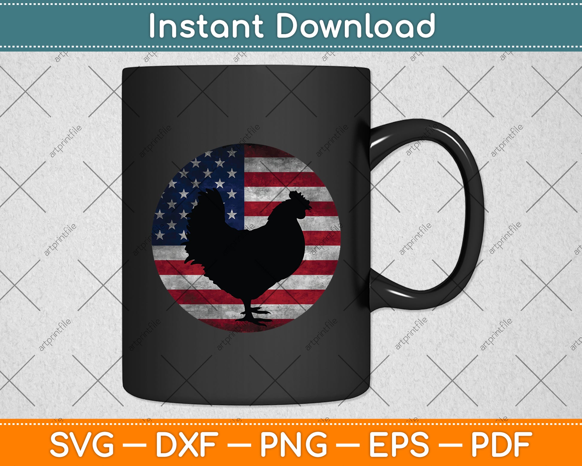 American Flag 4th July Patriotic Poultry Farmer Chicken Svg Digital Cutting File