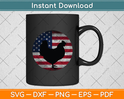 American Flag 4th July Patriotic Poultry Farmer Chicken Svg Digital Cutting File