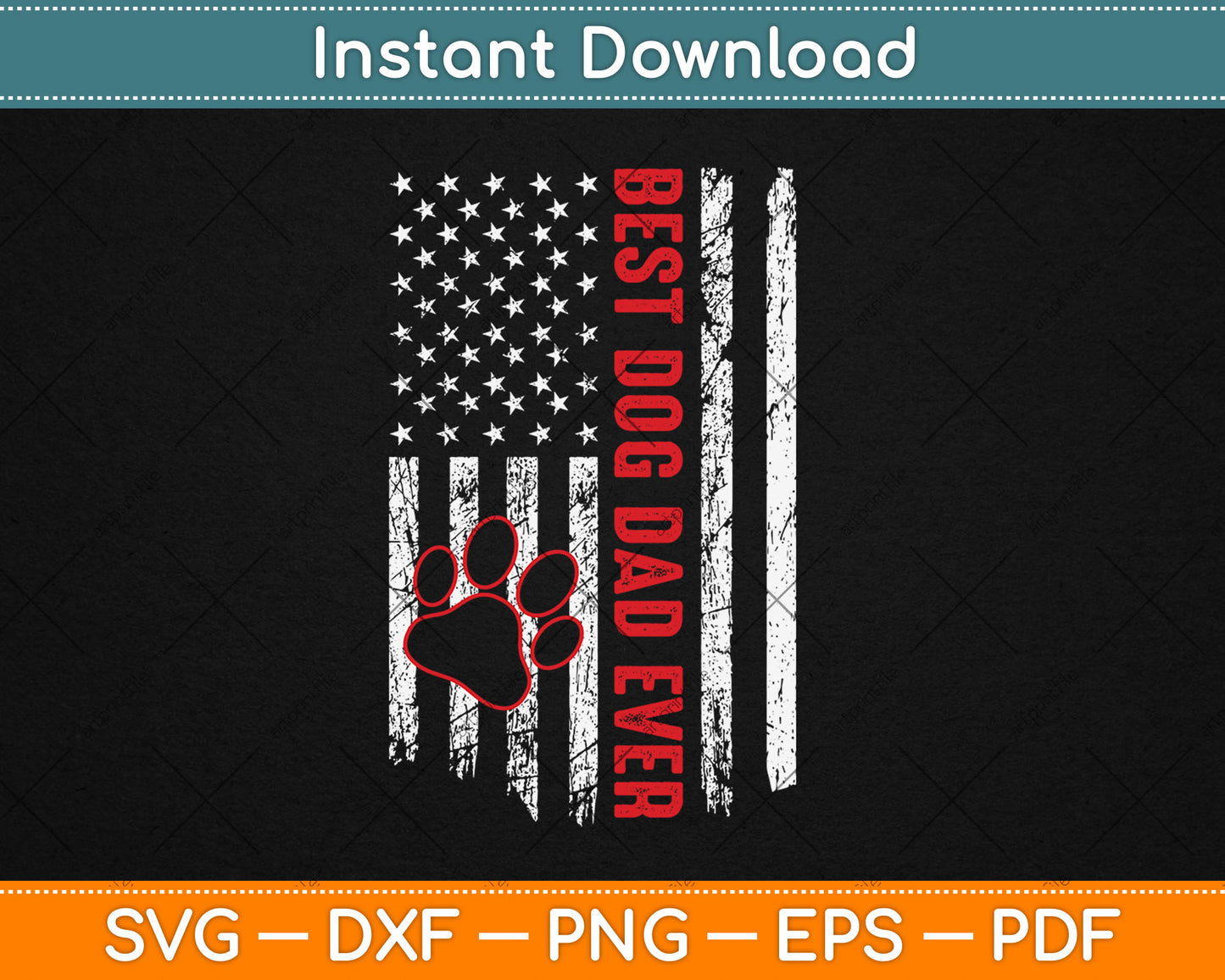 American Flag 4th Of July Funny Dad Fathers Day Dog Dad Svg Digital Cutting File