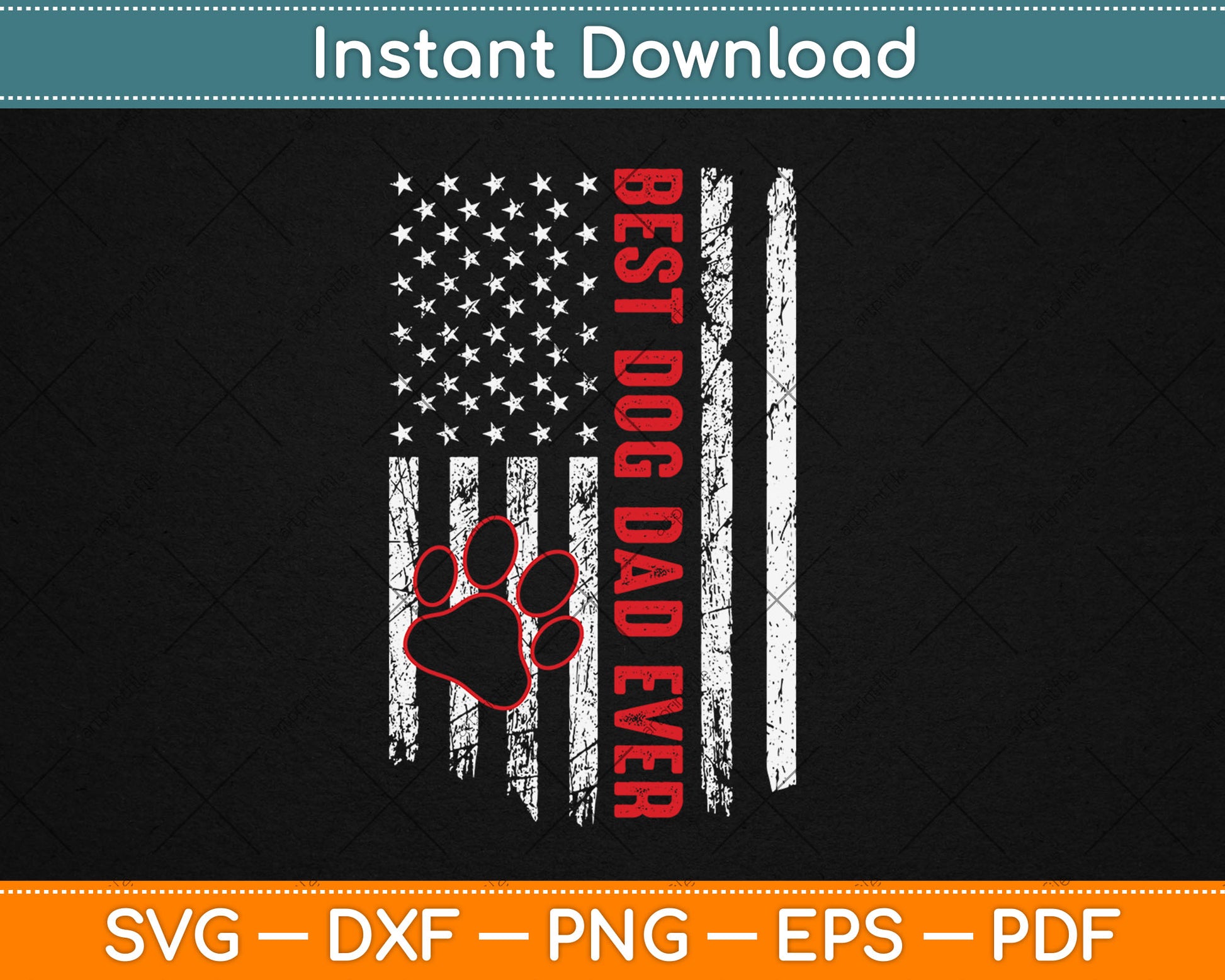American Flag 4th Of July Funny Dad Fathers Day Dog Dad Svg Digital Cutting File