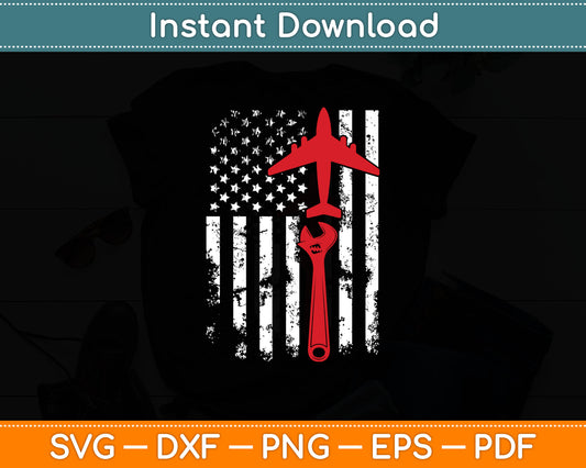 American Flag Airplane Mechanic Aviation Technician Svg Digital Cutting File