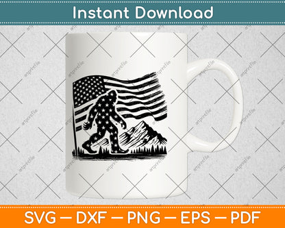 American Flag Bigfoot Mountain Svg Digital Cutting File