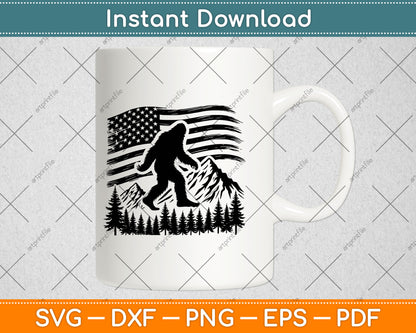 American Flag Bigfoot Mountain Svg Digital Cutting File
