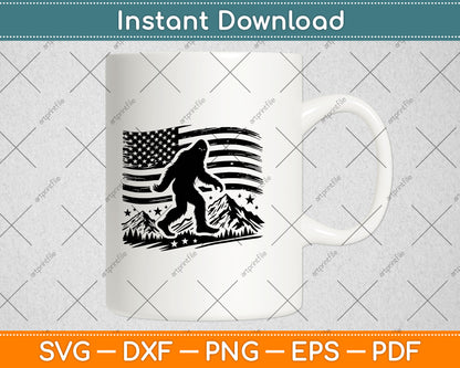 American Flag Bigfoot Mountain Svg Digital Cutting File