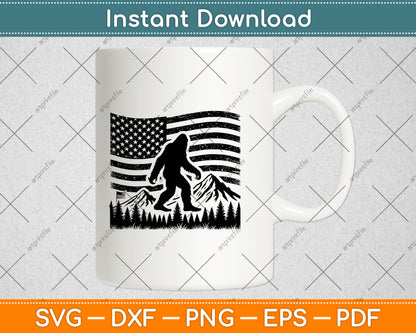 American Flag Bigfoot Mountain Svg Digital Cutting File