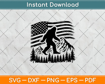 American Flag Bigfoot Mountain Svg Digital Cutting File
