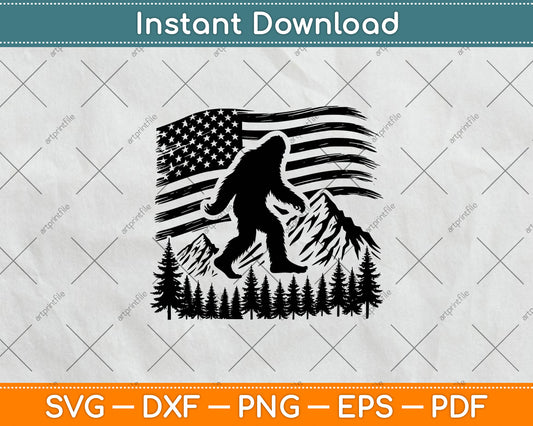 American Flag Bigfoot Mountain Svg Digital Cutting File