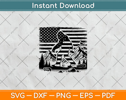 American Flag Bigfoot Mountain Svg Digital Cutting File