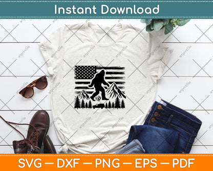 American Flag Bigfoot Mountain Svg Design Digital Cutting File