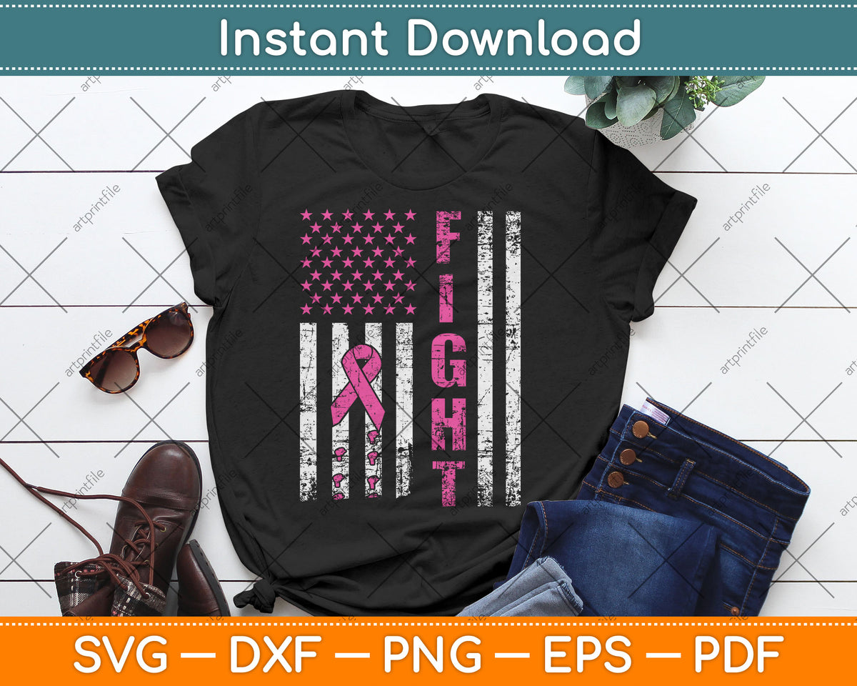 American Flag Breast Cancer Awareness 4th Of July Svg Digital Cutting File