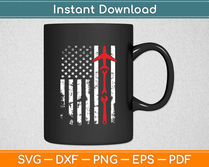 American Flag Cool Aircraft Mechanic Aircraft Technician Svg Digital Cutting File