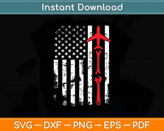 American Flag Cool Aircraft Mechanic Aircraft Technician Svg Digital Cutting File