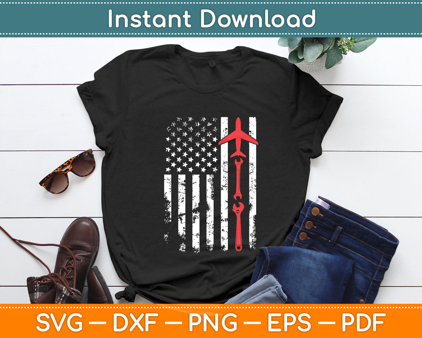 American Flag Cool Aircraft Mechanic Aircraft Technician Svg Digital Cutting File
