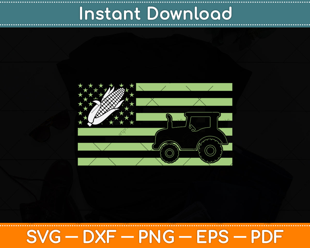 American Flag Corn Lover Funny Tractor Svg Digital Cutting File