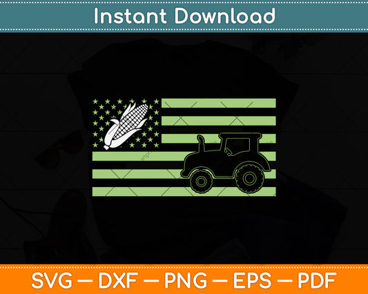 American Flag Corn Lover Funny Tractor Svg Digital Cutting File