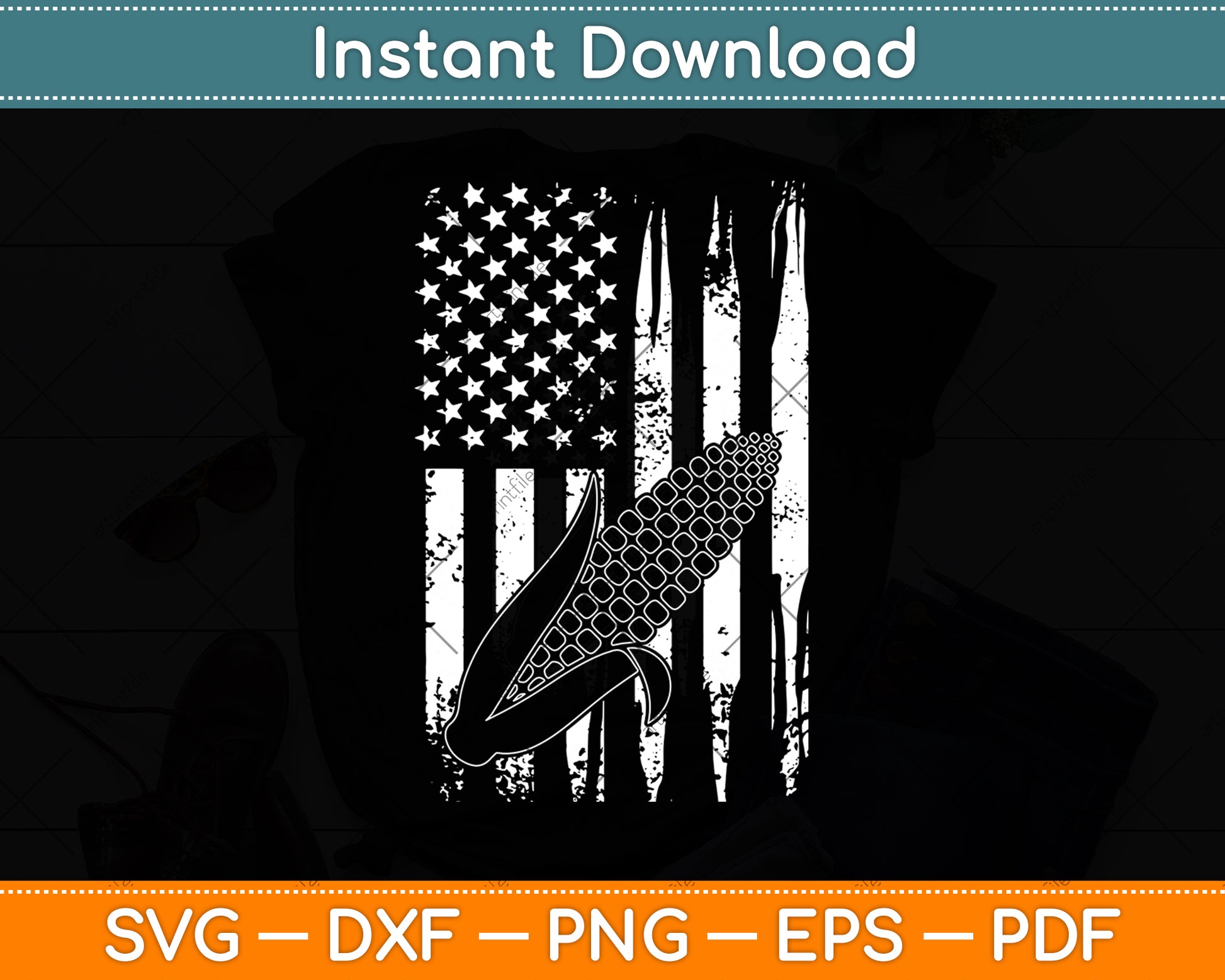American Flag Corn Lover 4th of July Svg Digital Cutting File