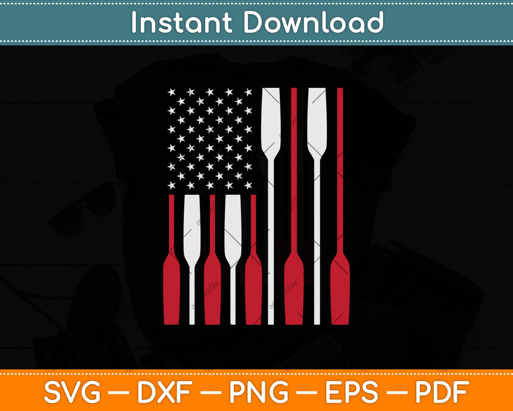 American Flag Crew Rowing Svg Digital Cutting File