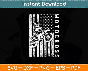 Vintage American Flag Dirt Bike Motocross Svg Digital Cutting File