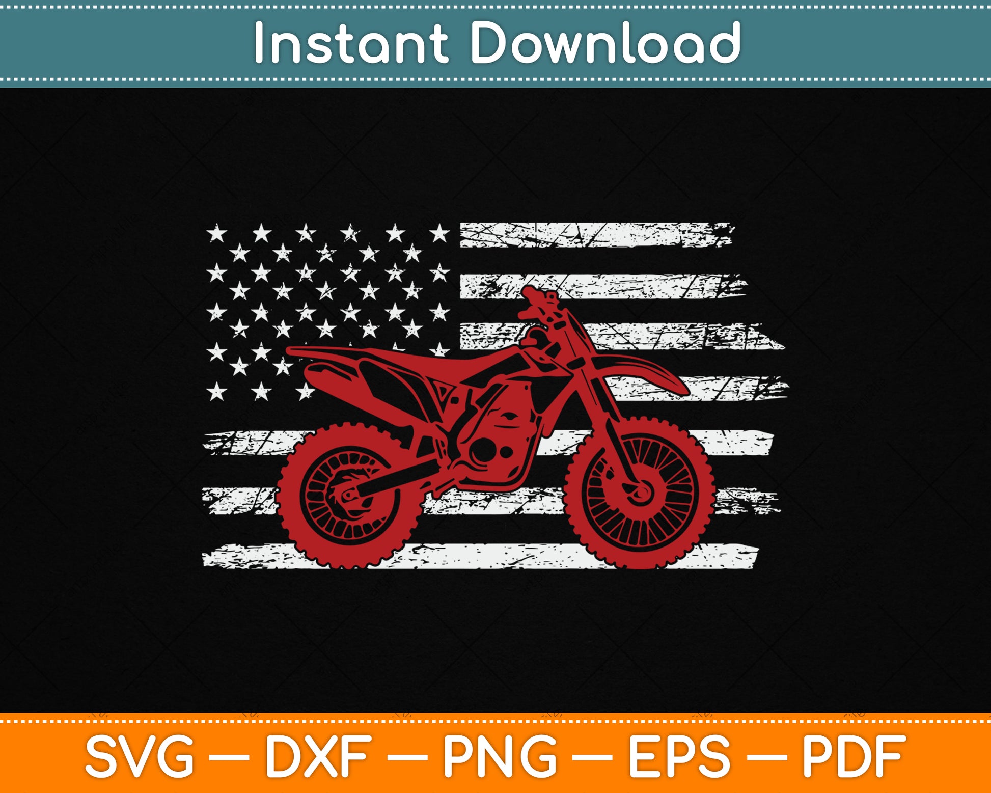 American Flag Dirt Bike Motocross SVG PNG Digital Cutting File