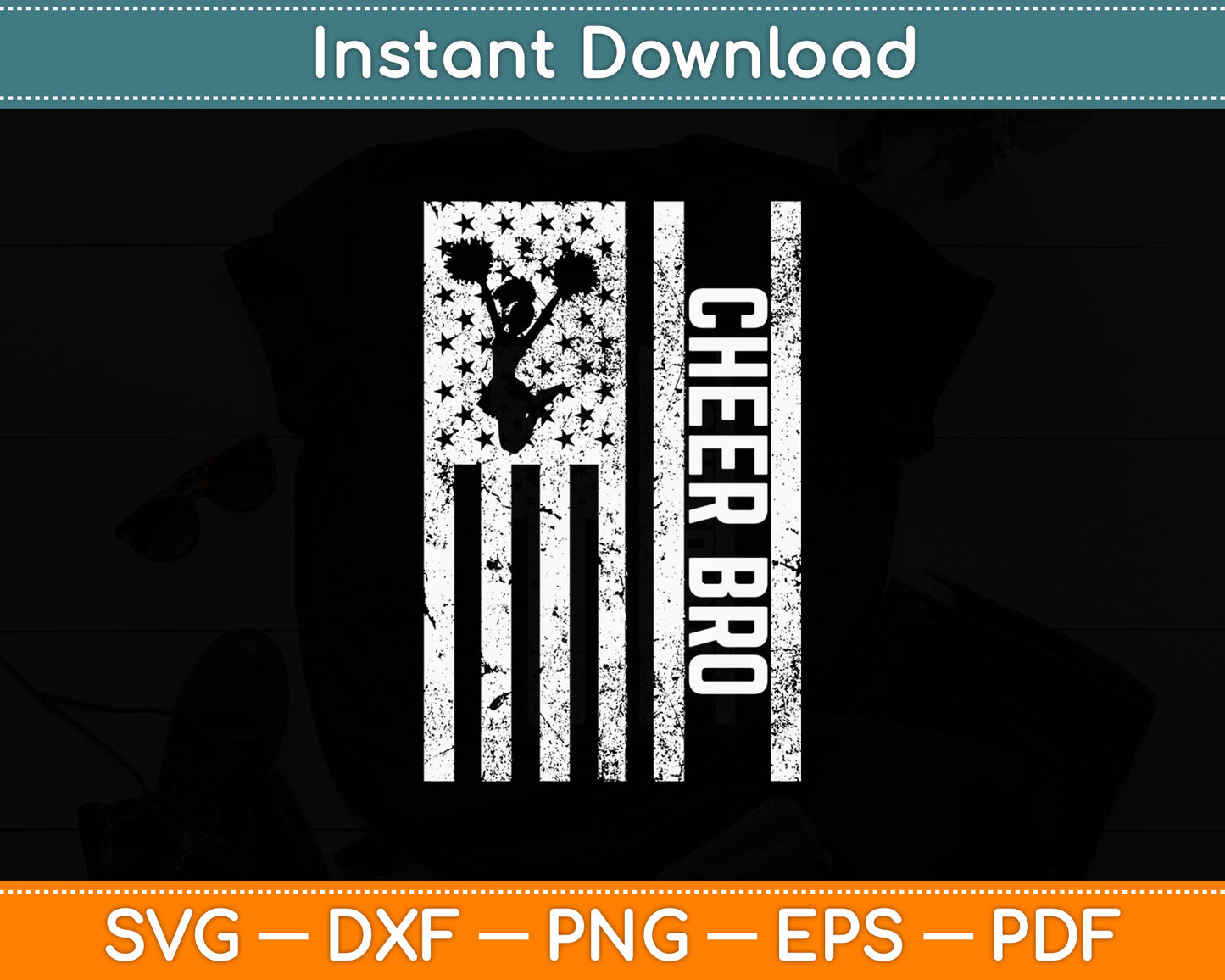 Cheer Bro Cheerleader Brother Funny American Flag Svg Digital Cutting File
